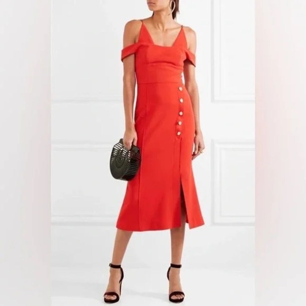 Rebecca Vallance Orange Beltran Midi Dress 8